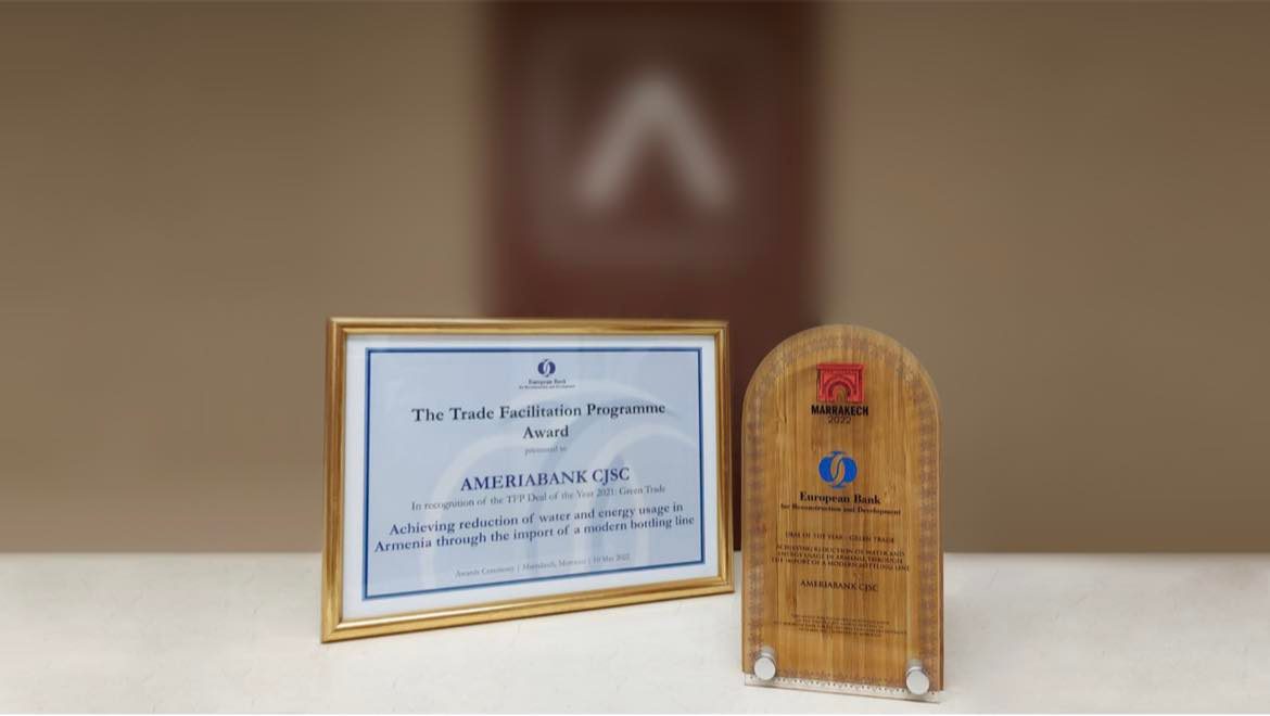 Ameriabank awarded with TFP Prize for Deal of the Year 2021: Green Trade by EBRD