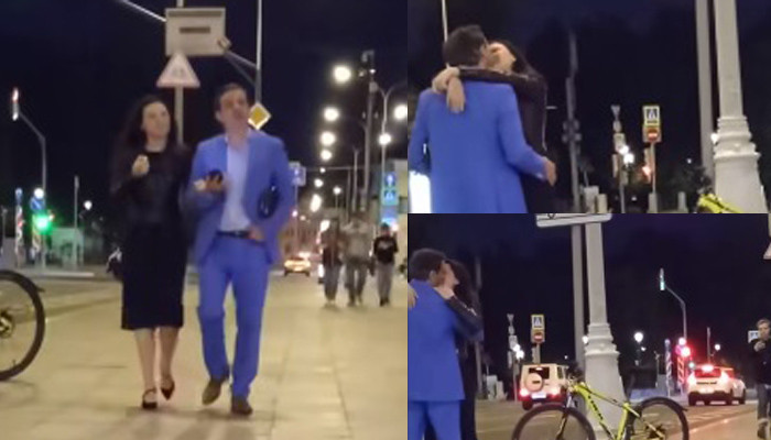 Միհրան Պողոսյանը համբուրվում  է Մոսկվայի փողոցներում