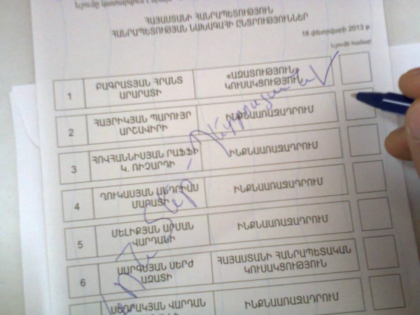 Քվեաթերթիկի վրա գրել  է Լևոն Տեր-Պետրոսյան