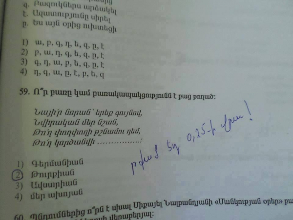 Թքած էդ 0,25-ի վրա. դիմորդի յուրօրինակ գրառումը հարցաթերթիկի վրա