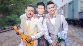 They look like a new boy band... but it's the world's first THREE-WAY same-sex marriage