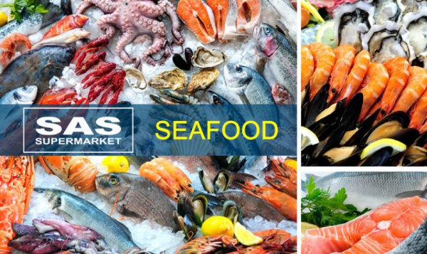Wide  the range of seafood in SAS supermarkets