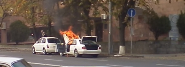 Պայթյուն՝ Բաղրամյան պողոտայում. մեքենա է այրվում